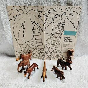 Rare Antique Full Set of Handcrafted African Animals & Original Background!!